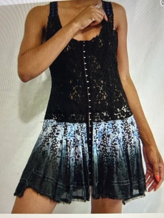 Free People Dresses & Skirts - RARE Free People Black Lace and Blue Ombre Mini Dress